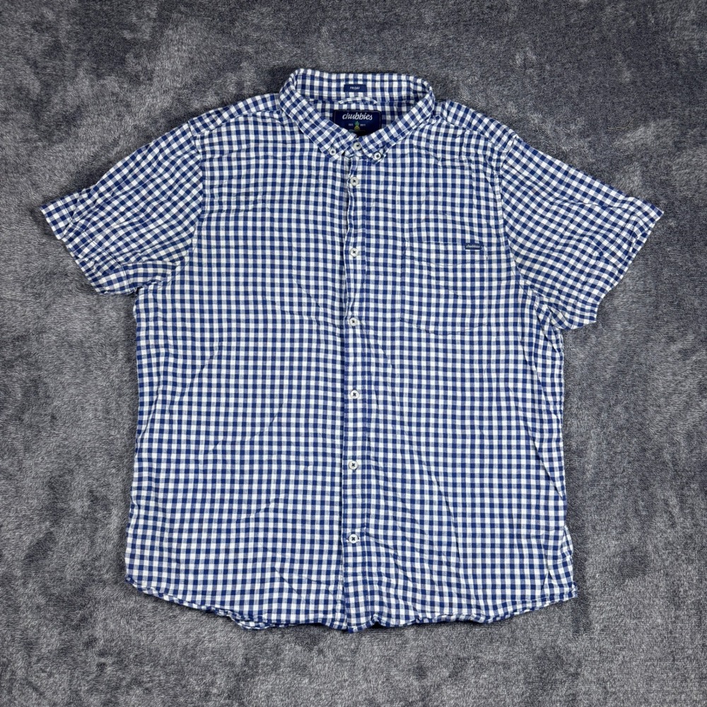 Chubbies Mens XL Blue White Gingham Friday SS Button Down Shirt SS24CA1154
